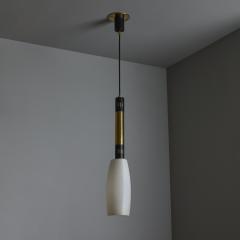  Stilnovo Large 1950s Stilnovo Opaline Glass and Brass Pendant Lamp - 3828957