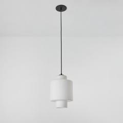  Stilnovo Large 1950s Stilnovo Pendant in Sculptural Opaline Glass and Brass - 2750442