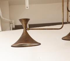  Stilnovo Large 1970s Patinated brass 3 Arm Italian Chandelier In the Style Of Stilnovo - 3300577