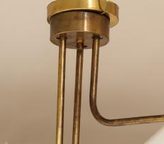  Stilnovo Large 1970s Patinated brass 3 Arm Italian Chandelier In the Style Of Stilnovo - 3300578