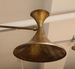  Stilnovo Large 1970s Patinated brass 3 Arm Italian Chandelier In the Style Of Stilnovo - 3300580