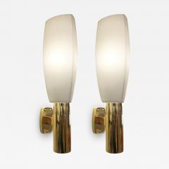  Stilnovo Large Brass and Glass Stilnovo Sconces Italy 1960s - 468401