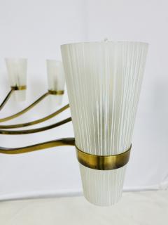 Stilnovo Mid Century Italian 12 Arm Chandelier by Stilnovo in Brass and Murano Glass - 4202764