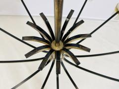  Stilnovo Mid Century Italian 12 Arm Chandelier by Stilnovo in Brass and Murano Glass - 4202768