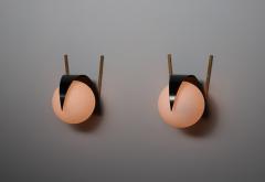  Stilnovo Mid Century Italian Sconces Vintage STILNOVO Brass and Opaline Glass appliques - 4423028