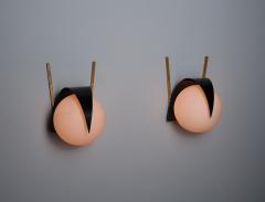  Stilnovo Mid Century Italian Sconces Vintage STILNOVO Brass and Opaline Glass appliques - 4423033