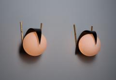  Stilnovo Mid Century Italian Sconces Vintage STILNOVO Brass and Opaline Glass appliques - 4423034