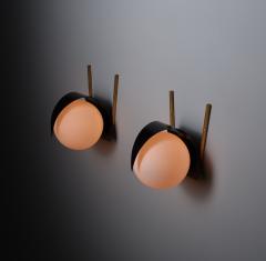  Stilnovo Mid Century Italian Sconces Vintage STILNOVO Brass and Opaline Glass appliques - 4423035