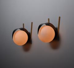  Stilnovo Mid Century Italian Sconces Vintage STILNOVO Brass and Opaline Glass appliques - 4423037