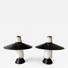  Stilnovo Mid Century Modern Pair of Lamps Brass Lacquered Metal by Stilnovo Italy 1950s - 4419645