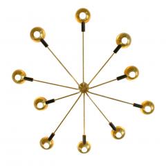  Stilnovo Mid Century Modern by Stilnovo Brass Italian Flush Mounted Ceiling Light - 1046274