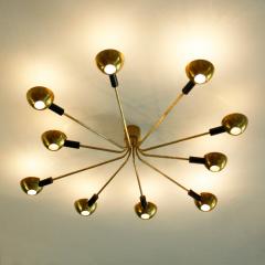  Stilnovo Mid Century Modern by Stilnovo Brass Italian Flush Mounted Ceiling Light - 1046279