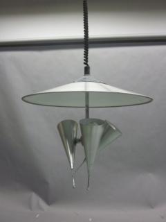  Stilnovo Midcentury Adjustable Aluminum Triple Reflector Pendant Attributed to Stilnovo - 4091258