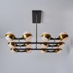 Stilnovo Monumental 1950s 12 Globe Glass Metal Chandelier for Stilnovo - 2707973