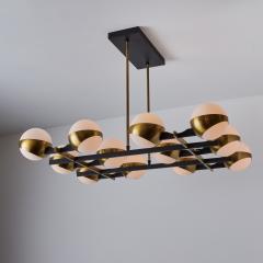  Stilnovo Monumental 1950s 12 Globe Glass Metal Chandelier for Stilnovo - 2707974