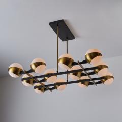  Stilnovo Monumental 1950s 12 Globe Glass Metal Chandelier for Stilnovo - 2707975