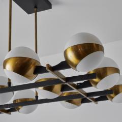  Stilnovo Monumental 1950s 12 Globe Glass Metal Chandelier for Stilnovo - 2707979