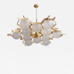  Stilnovo Monumental Brass and Glass Chandelier Attributed to Stilnovo - 551779