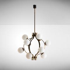  Stilnovo Opaline Glass Globe Suspension Lamp - 4777536