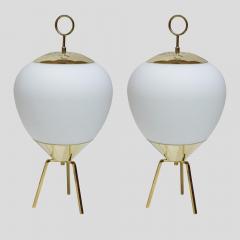  Stilnovo PAIR OF GLASS AND BRASS TABLE LAMPS IN STYLE OF STILNOVO - 2647984
