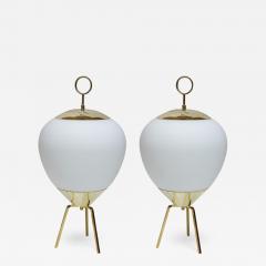  Stilnovo PAIR OF GLASS AND BRASS TABLE LAMPS IN STYLE OF STILNOVO - 2667546