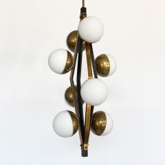  Stilnovo Pair Stilnovo Brass Eight Globe Pendant Chandeliers - 1233908
