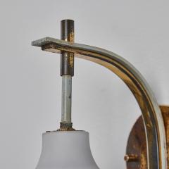  Stilnovo Pair of 1950s Italian Brass and Glass Sconces Attributed to Stilnovo - 2514811