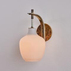  Stilnovo Pair of 1950s Italian Brass and Glass Sconces Attributed to Stilnovo - 2514817