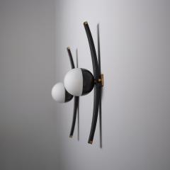  Stilnovo Pair of 1950s Italian Stilnovo Sconces in Brass Black Lacquered Wood and steel - 4410068