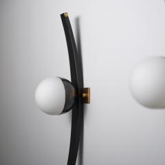 Stilnovo Pair of 1950s Italian Stilnovo Sconces in Brass Black Lacquered Wood and steel - 4410069