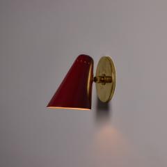 Stilnovo Pair of 1960s Stilnovo Perforated Red Metal and Brass Articulating Sconces - 4587579