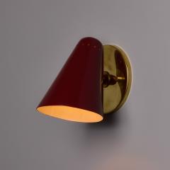  Stilnovo Pair of 1960s Stilnovo Perforated Red Metal and Brass Articulating Sconces - 4587581