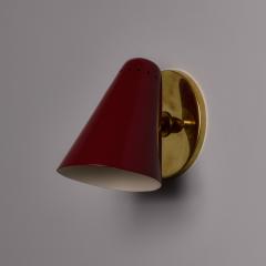  Stilnovo Pair of 1960s Stilnovo Perforated Red Metal and Brass Articulating Sconces - 4587582