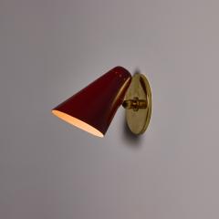  Stilnovo Pair of 1960s Stilnovo Perforated Red Metal and Brass Articulating Sconces - 4587583