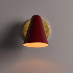  Stilnovo Pair of 1960s Stilnovo Perforated Red Metal and Brass Articulating Sconces - 4587584