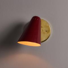  Stilnovo Pair of 1960s Stilnovo Perforated Red Metal and Brass Articulating Sconces - 4587585