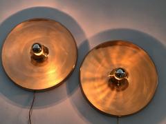 Stilnovo Pair of Gold Disc German Flush Mount Lights - 438340