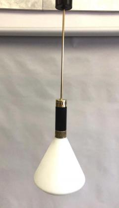  Stilnovo Pair of Mid Century Modern Milk Glass Pendant attributed to Stilnovo circa 1958 - 1609854