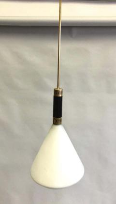  Stilnovo Pair of Mid Century Modern Milk Glass Pendant attributed to Stilnovo circa 1958 - 1609856