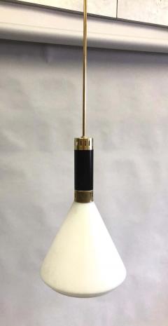  Stilnovo Pair of Mid Century Modern Milk Glass Pendant attributed to Stilnovo circa 1958 - 1609857