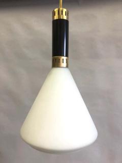  Stilnovo Pair of Mid Century Modern Milk Glass Pendant attributed to Stilnovo circa 1958 - 1609859
