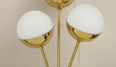  Stilnovo Pair of Opaline Globe Sconces in Polished Brass - 4440295