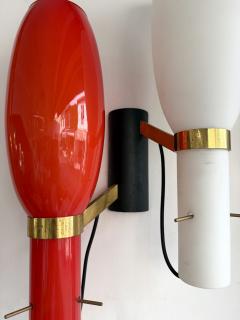  Stilnovo Pair of Sconces Brass and Glass by Stilnovo Italy 1950s - 4598897