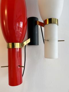  Stilnovo Pair of Sconces Brass and Glass by Stilnovo Italy 1950s - 4598903