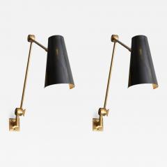  Stilnovo Pair of Stilnovo Black Cones Wall Sconces - 1114589