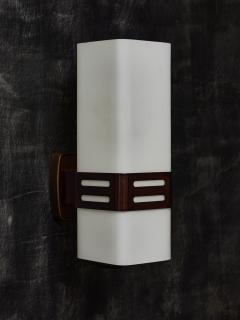  Stilnovo Pair of Stilnovo Brass and Opaline Glass Wall Sconces - 3068064