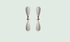  Stilnovo Pair of Stilnovo Cream Double Cone Wall Sconces - 4526593