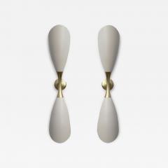  Stilnovo Pair of Stilnovo Cream Double Cone Wall Sconces - 4526594