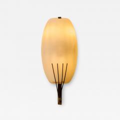  Stilnovo Pair of Stilnovo Opaline Glass and Brass Wall Sconces - 3661146