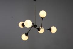  Stilnovo Pair of Stilnovo Style Chandeliers in Brass and Glass 1960s - 4731429